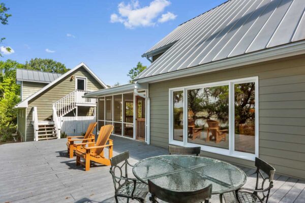 Waterfront Home in Meggett | 4411 Lord Proprietors Road | Hardiplank Back Porch